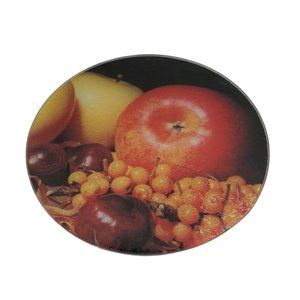 New Cooking Concepts 7.75 in Glass Cutting Board Fruit Apple Grapes Round
